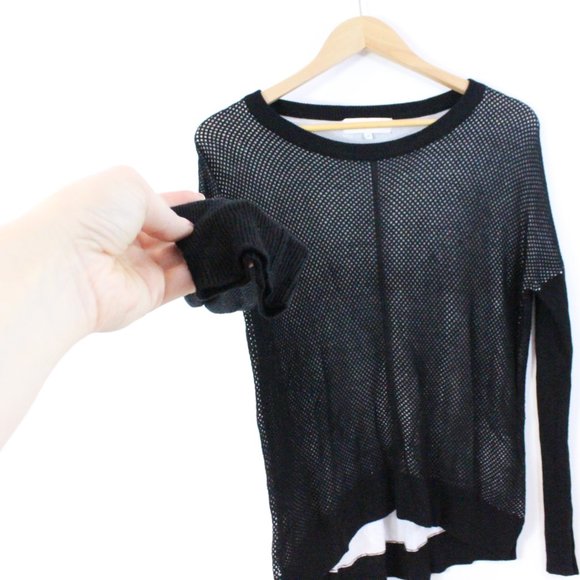 *John + Jenn Black and White Fishnet Sweater - Picture 4 of 6